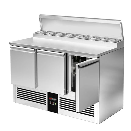 GGM Gastro Commercial Saladette Prep Counter Mini PREMIUM - 1368x700mm - 3 Doors - for 8x GN 1/6