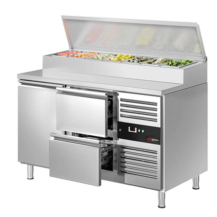 GGM Gastro Commercial Saladette Prep Counter PREMIUM - 1360x700mm - 1 Door & 2 Drawers - for 7x GN 1/3
