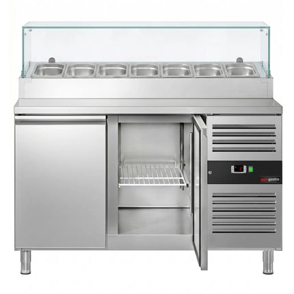 GGM Gastro Commercial Saladette Prep Counter PREMIUM - 1360x700mm - 2 Doors - for 7x GN 1/3