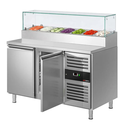 GGM Gastro Commercial Saladette Prep Counter PREMIUM - 1360x700mm - 2 Doors - for 7x GN 1/3