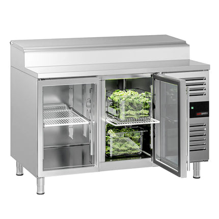 GGM Gastro Commercial Saladette Prep Counter PREMIUM - 1360x700mm - 2 Glass Doors - for 7x GN 1/3