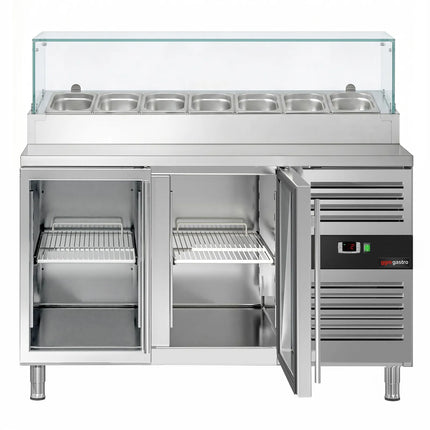 GGM Gastro Commercial Saladette Prep Counter PREMIUM - 1360x700mm - 2 Glass Doors - for 7x GN 1/3