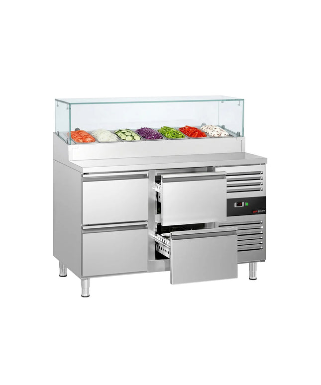 GGM Gastro Commercial Saladette Prep Counter PREMIUM - 1360x700mm - 4 Drawers - for 7x GN 1/3