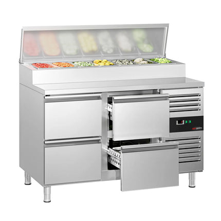 GGM Gastro Commercial Saladette Prep Counter PREMIUM - 1360x700mm - 4 Drawers - for 7x GN 1/3