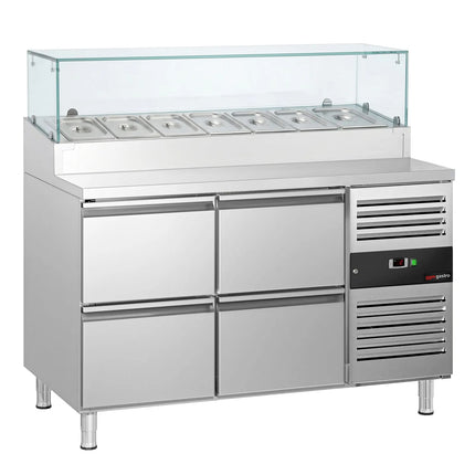 GGM Gastro Commercial Saladette Prep Counter PREMIUM - 1360x700mm - 4 Drawers - for 7x GN 1/3