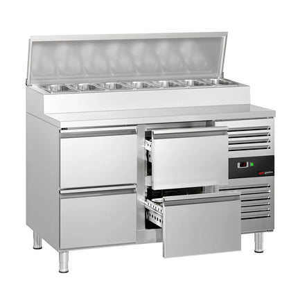 GGM Gastro Commercial Saladette Prep Counter PREMIUM - 1360x700mm - 4 Drawers - for 7x GN 1/3