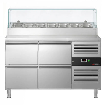 GGM Gastro Commercial Saladette Prep Counter PREMIUM - 1360x700mm - 4 Drawers - for 7x GN 1/3