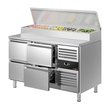GGM Gastro Commercial Saladette Prep Counter PREMIUM - 1360x700mm - 4 Drawers - for 7x GN 1/3