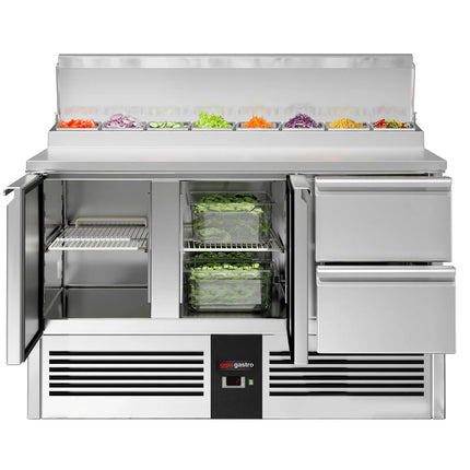 GGM Gastro Commercial Saladette Prep Counter PREMIUM - 1368x700mm - 2 Doors & 2 Drawers - for 8x GN 1/6