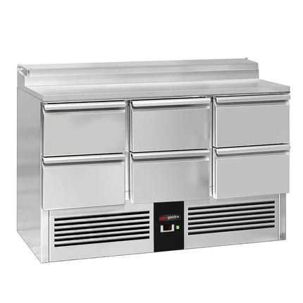 GGM Gastro Commercial Saladette Prep Counter PREMIUM - 1368x700mm - 6 Drawers - topper for 8x GN 1/6