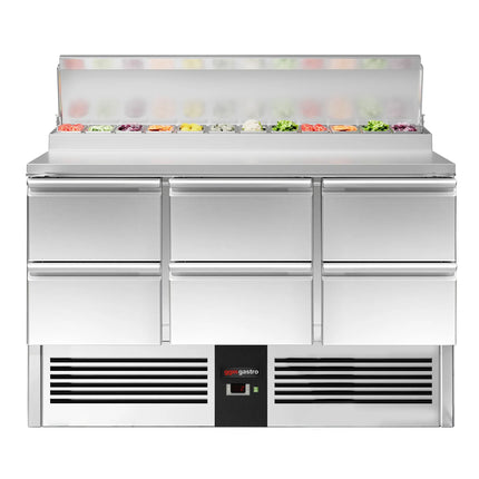 GGM Gastro Commercial Saladette Prep Counter PREMIUM - 1368x700mm - 6 Drawers - topper for 8x GN 1/6