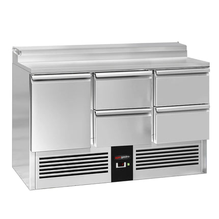 GGM Gastro Commercial Saladette Prep Counter PREMIUM - 1368x700mm - with 1 Door & 4 Drawers - for 8x GN 1/6
