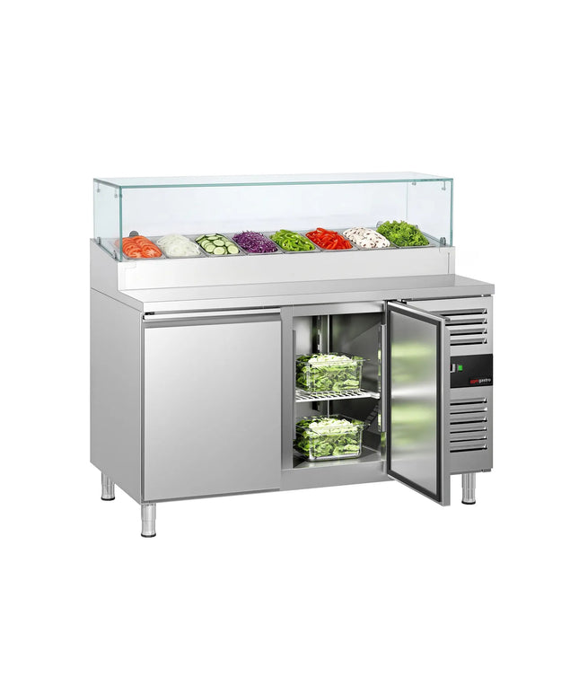 GGM Gastro Commercial Saladette Prep Counter PREMIUM - 1510x800mm - 2 Doors - for 8x GN 1/3