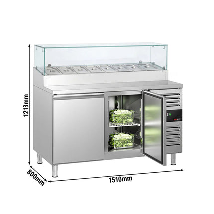 GGM Gastro Commercial Saladette Prep Counter PREMIUM - 1510x800mm - 2 Doors - for 8x GN 1/3