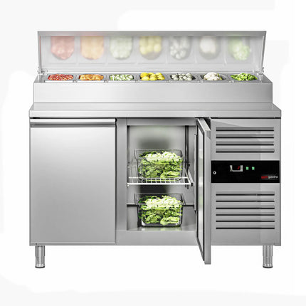 GGM Gastro Commercial Saladette Prep Counter PREMIUM - 1510x800mm - 2 Doors - for 8x GN 1/3