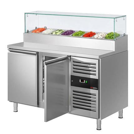 GGM Gastro Commercial Saladette Prep Counter PREMIUM - 1510x800mm - 2 Doors - for 8x GN 1/3