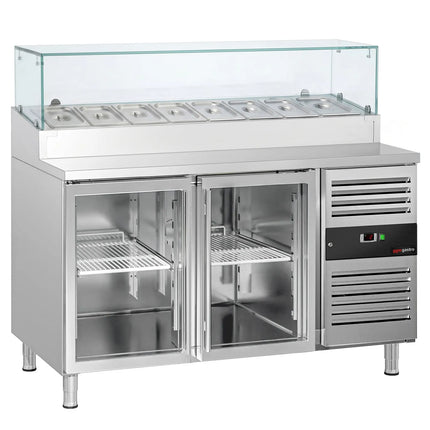 GGM Gastro Commercial Saladette Prep Counter PREMIUM - 1510x800mm - with 2 Glass Doors - for 8x GN 1/3