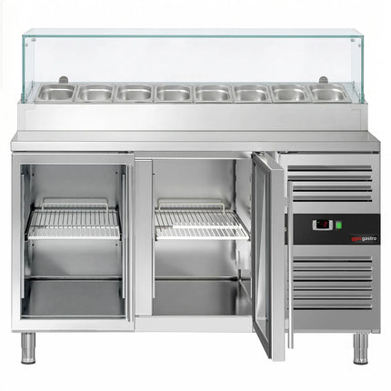 GGM Gastro Commercial Saladette Prep Counter PREMIUM - 1510x800mm - with 2 Glass Doors - for 8x GN 1/3