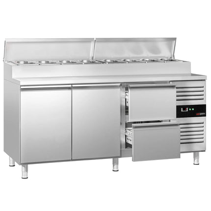 GGM Gastro Commercial Saladette Prep Counter PREMIUM - 1795mm - 2 Doors & 2 Drawers - for 8x GN 1/3