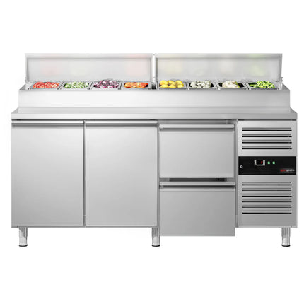 GGM Gastro Commercial Saladette Prep Counter PREMIUM - 1795mm - 2 Doors & 2 Drawers - for 8x GN 1/3