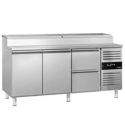 GGM Gastro Commercial Saladette Prep Counter PREMIUM - 1795mm - 2 Doors & 2 Drawers - for 8x GN 1/3