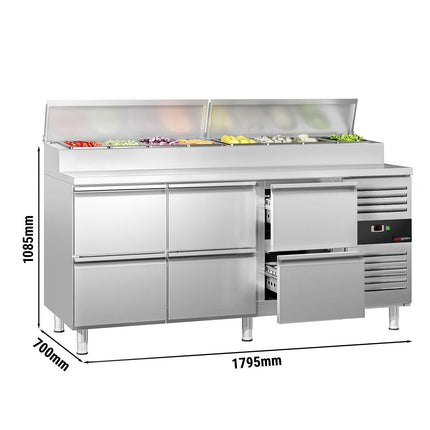 GGM Gastro Commercial Saladette Prep Counter PREMIUM - 1795mm - 6 Drawers - for 8x GN 1/3