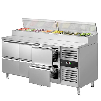 GGM Gastro Commercial Saladette Prep Counter PREMIUM - 1795mm - 6 Drawers - for 8x GN 1/3