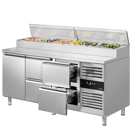 GGM Gastro Commercial Saladette Prep Counter PREMIUM - 1795mm - with 1 Door & 4 Drawers - for 8x GN 1/3
