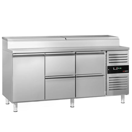 GGM Gastro Commercial Saladette Prep Counter PREMIUM - 1795mm - with 1 Door & 4 Drawers - for 8x GN 1/3