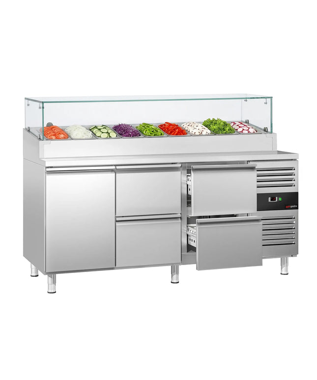 GGM Gastro Commercial Saladette Prep Counter PREMIUM - 1795x700mm - 1 Door & 4 Drawers - for 9x GN 1/3