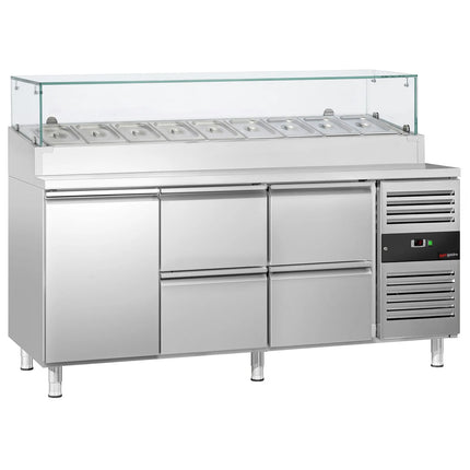 GGM Gastro Commercial Saladette Prep Counter PREMIUM - 1795x700mm - 1 Door & 4 Drawers - for 9x GN 1/3