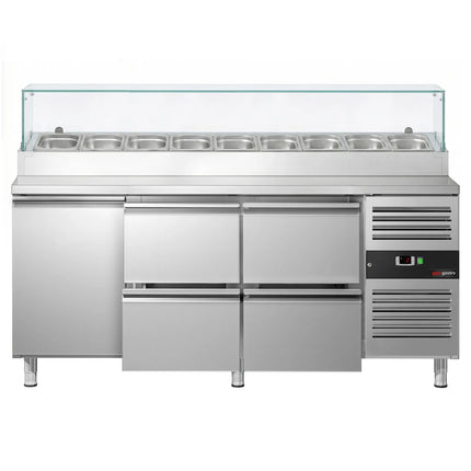 GGM Gastro Commercial Saladette Prep Counter PREMIUM - 1795x700mm - 1 Door & 4 Drawers - for 9x GN 1/3