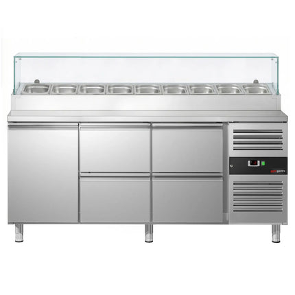 GGM Gastro Commercial Saladette Prep Counter PREMIUM - 1795x700mm - 1 Door & 4 Drawers - for 9x GN 1/3