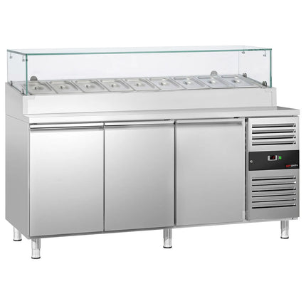 GGM Gastro Commercial Saladette Prep Counter PREMIUM - 1795x700mm - 3 Doors - for 9x GN 1/3