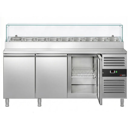 GGM Gastro Commercial Saladette Prep Counter PREMIUM - 1795x700mm - 3 Doors - for 9x GN 1/3