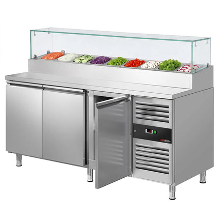 GGM Gastro Commercial Saladette Prep Counter PREMIUM - 1795x700mm - 3 Doors - for 9x GN 1/3