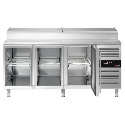 GGM Gastro Commercial Saladette Prep Counter PREMIUM - 1795x700mm - 3 Glass Doors - for 8x GN 1/3