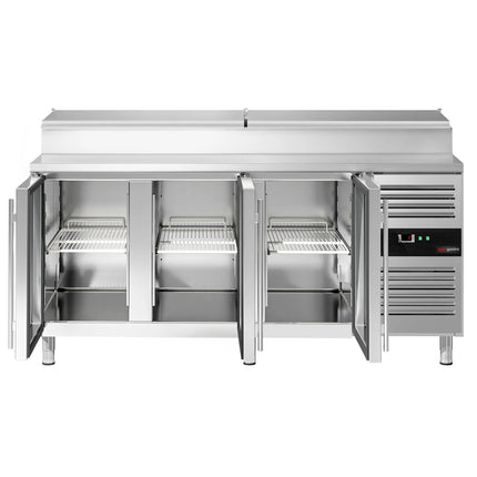 GGM Gastro Commercial Saladette Prep Counter PREMIUM - 1795x700mm - 3 Glass Doors - for 8x GN 1/3