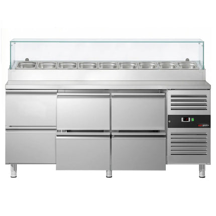 GGM Gastro Commercial Saladette Prep Counter PREMIUM - 1795x700mm - 6 Drawers - for 9x GN 1/3
