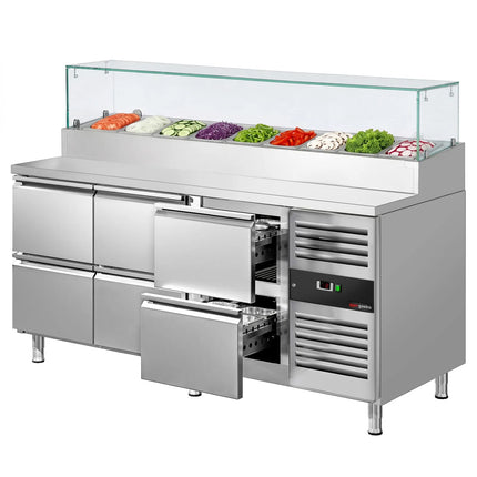 GGM Gastro Commercial Saladette Prep Counter PREMIUM - 1795x700mm - 6 Drawers - for 9x GN 1/3