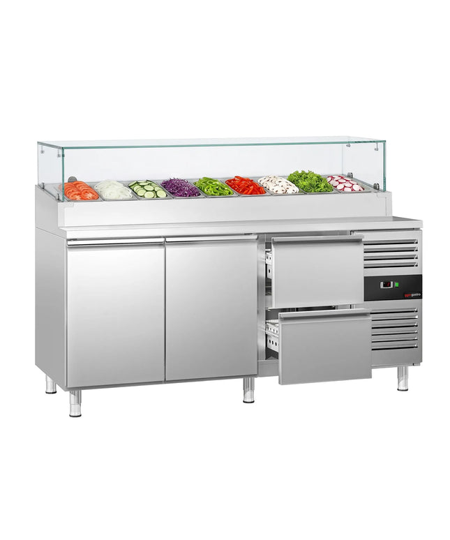 GGM Gastro Commercial Saladette Prep Counter PREMIUM - 1795x700mm - with 2 Doors & 2 Drawers - for 9x GN 1/3