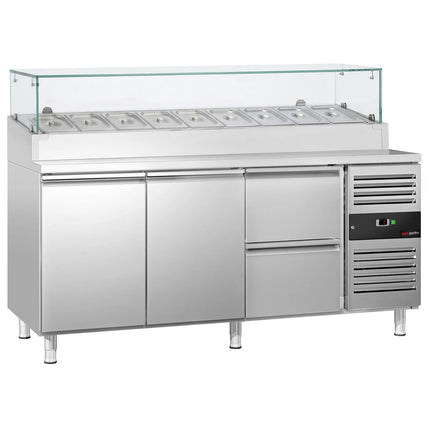 GGM Gastro Commercial Saladette Prep Counter PREMIUM - 1795x700mm - with 2 Doors & 2 Drawers - for 9x GN 1/3