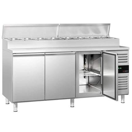 GGM Gastro Commercial Saladette Prep Counter PREMIUM - 2020x800mm - 3 Doors - for 10x GN 1/3