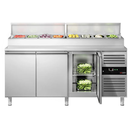GGM Gastro Commercial Saladette Prep Counter PREMIUM - 2020x800mm - 3 Doors - for 10x GN 1/3