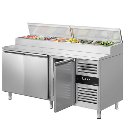GGM Gastro Commercial Saladette Prep Counter PREMIUM - 2020x800mm - 3 Doors - for 10x GN 1/3