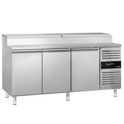GGM Gastro Commercial Saladette Prep Counter PREMIUM - 2020x800mm - 3 Doors - for 10x GN 1/3