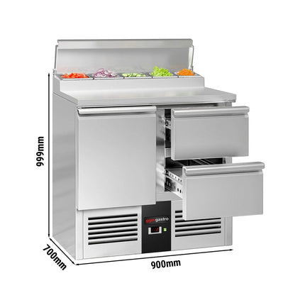GGM Gastro Commercial Saladette Prep Counter PREMIUM - 900x700mm - 1 Door & 2 Drawers - for 5x GN 1/6
