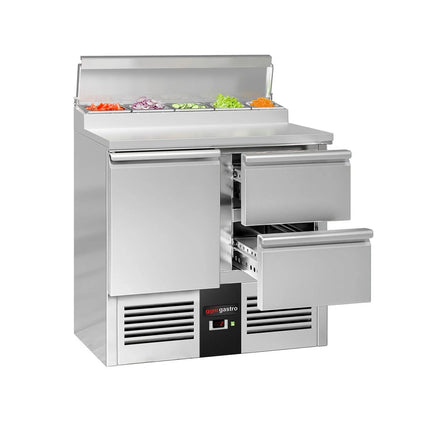 GGM Gastro Commercial Saladette Prep Counter PREMIUM - 900x700mm - 1 Door & 2 Drawers - for 5x GN 1/6