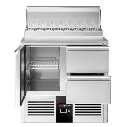 GGM Gastro Commercial Saladette Prep Counter PREMIUM - 900x700mm - 1 Door & 2 Drawers - for 5x GN 1/6
