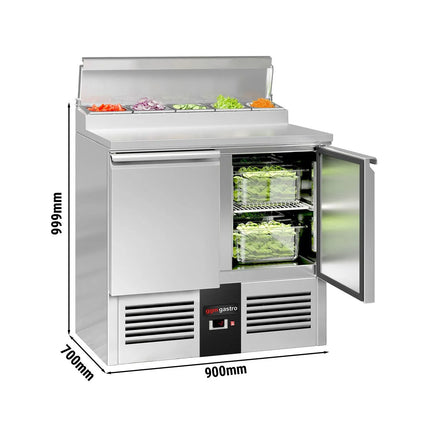 GGM Gastro Commercial Saladette Prep Counter PREMIUM - 900x700mm - 2 Doors - for 5x GN 1/6